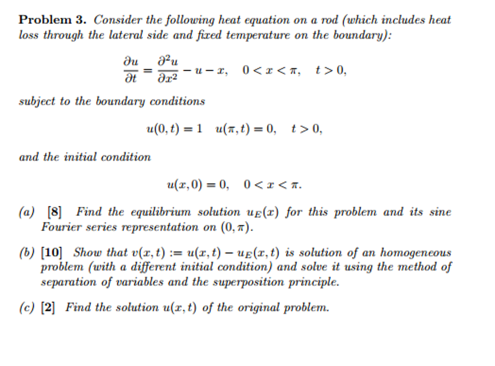 Consider the following heat equation on a rod (which | Chegg.com