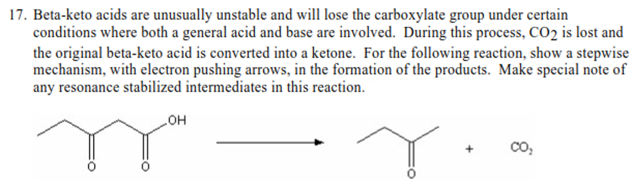 solved-beta-keto-acids-are-unusually-unstable-and-will-lose-chegg