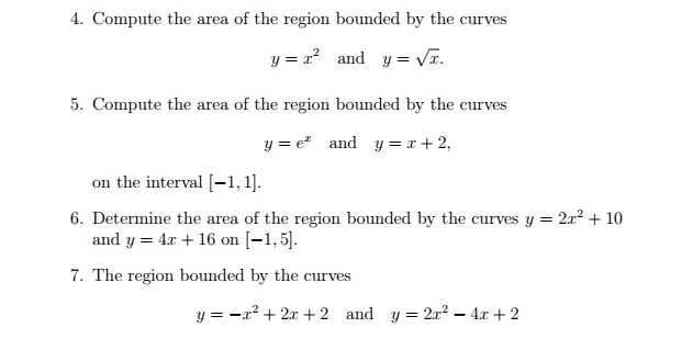 Solved Compute the area of the region bounded by the curves | Chegg.com