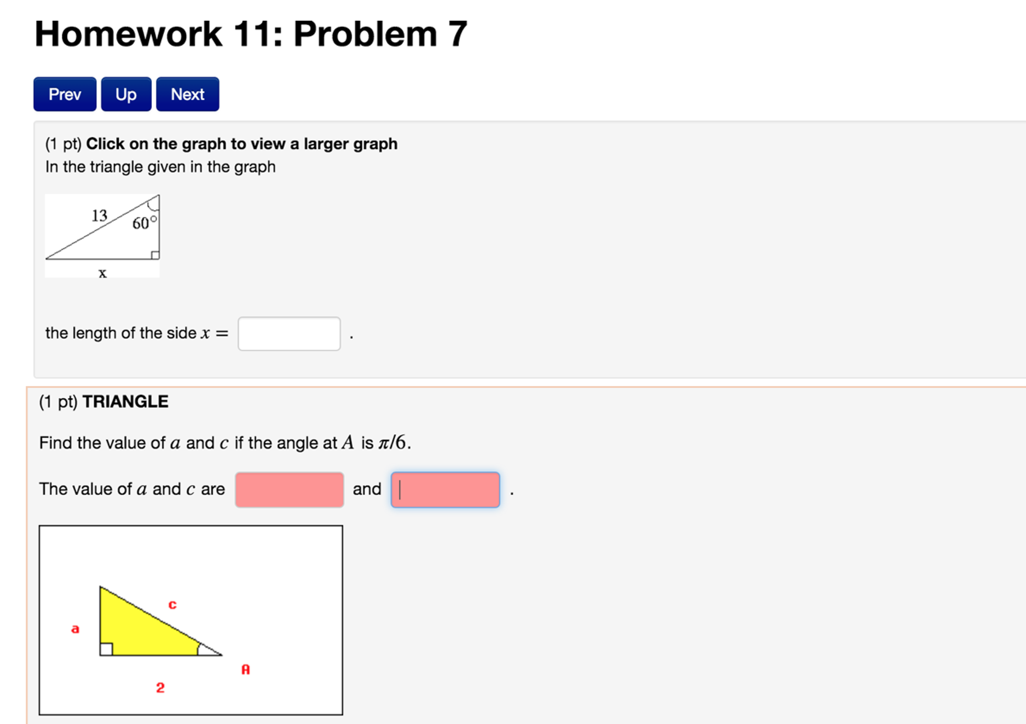 Solved In the triangle given in the graph the length of the | Chegg.com