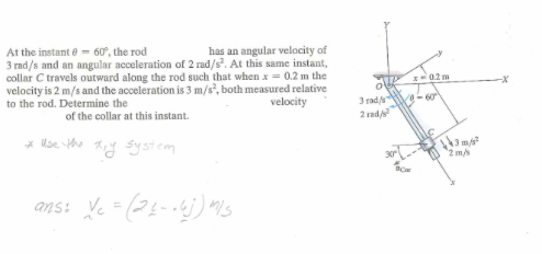 Solved At the instant theta = 60 degree, the rod has an | Chegg.com