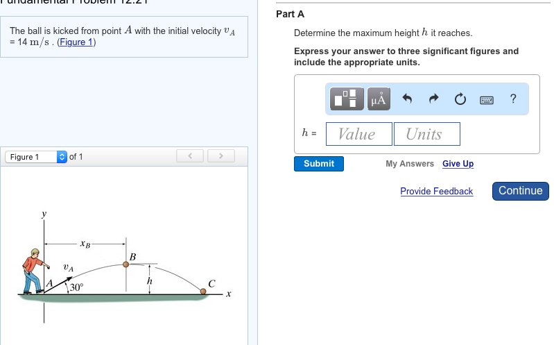 Solved The ball is kicked from point A with the initial | Chegg.com