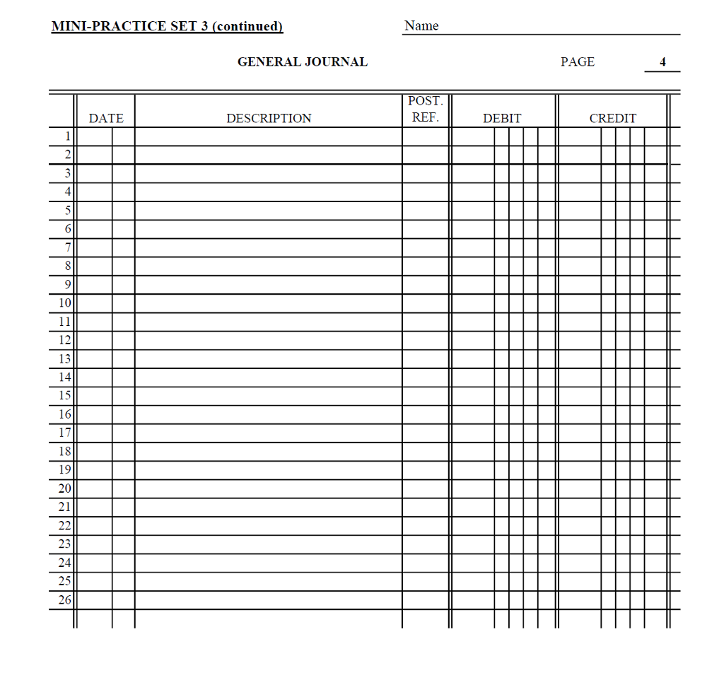 Mini-Practice Set 3 Corporation Accounting Cycle The | Chegg.com