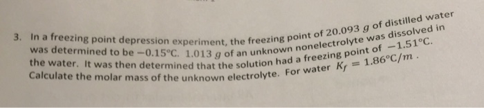 in depression of freezing point experiment it is found that