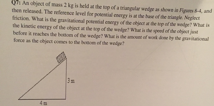 Solved An object of mass 2 kg is held at the top of a | Chegg.com