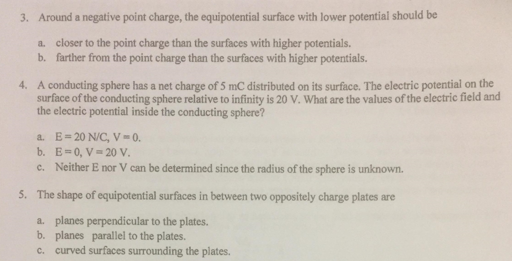 Solved 3. Around a negative point charge, the equipotential | Chegg.com