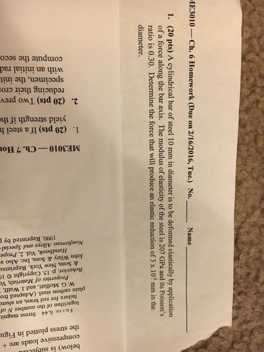 Solved A Cylindrical bar of steel 10mm in diameter is to be