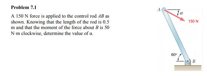 Solved Problem 7.1 A 150 N Force Is Applied To The Control | Chegg.com