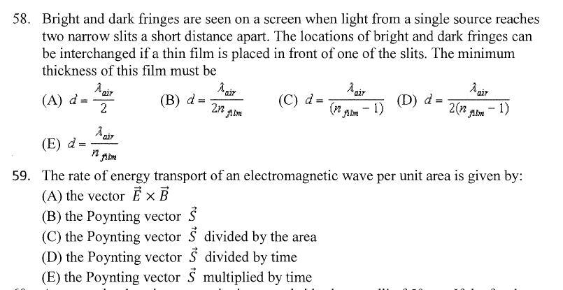 Solved 58. Bright And Dark Fringes Are Seen On A Screen When | Chegg.com