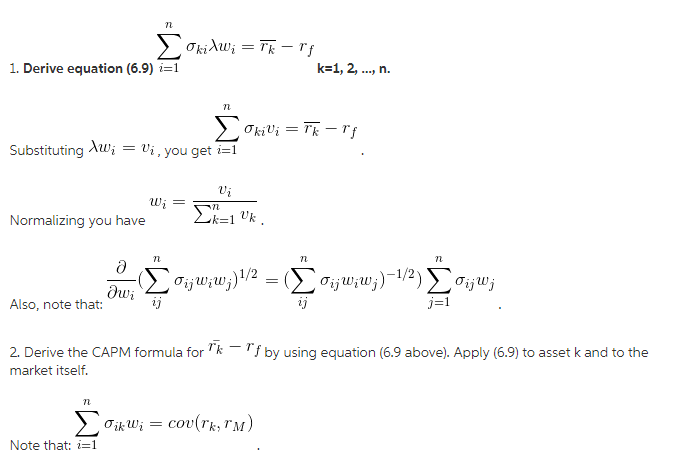 7t 1. Derive equation (6.9)-1 7L Substituting λwi-Vi | Chegg.com