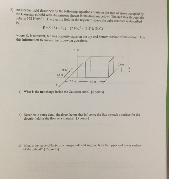 Solved An electric field described by the following | Chegg.com