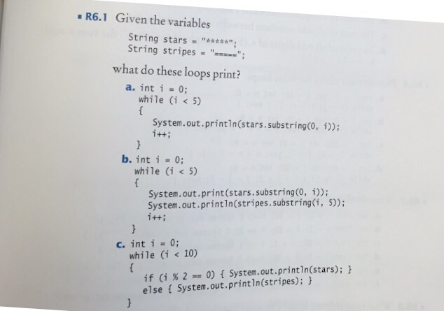Solved Given the variables String stars = " "; String | Chegg.com