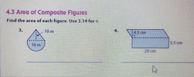 Solved 4.3 Area of Composlte Figures Find the area of each | Chegg.com