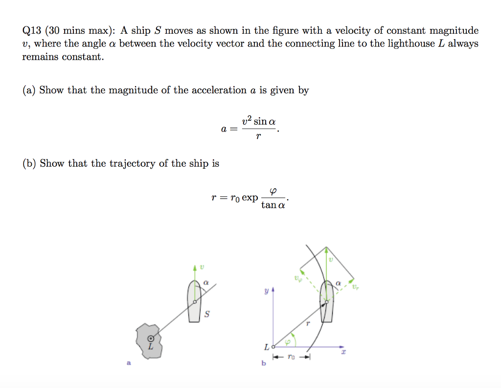 Solved A ship S moves as shown in the figure with a velocity