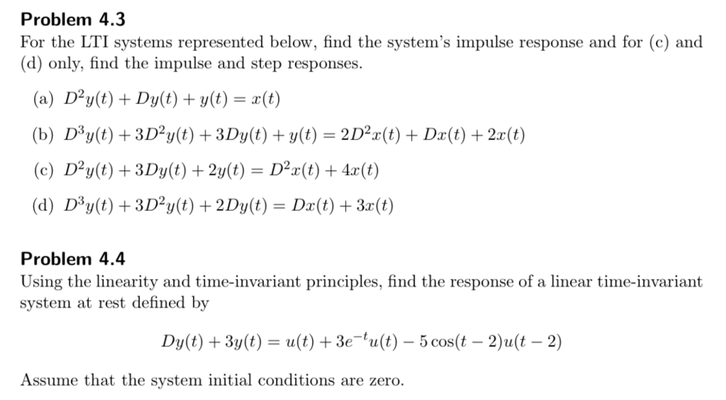 Solved Problem 4.3 For the LTI systems represented below, | Chegg.com