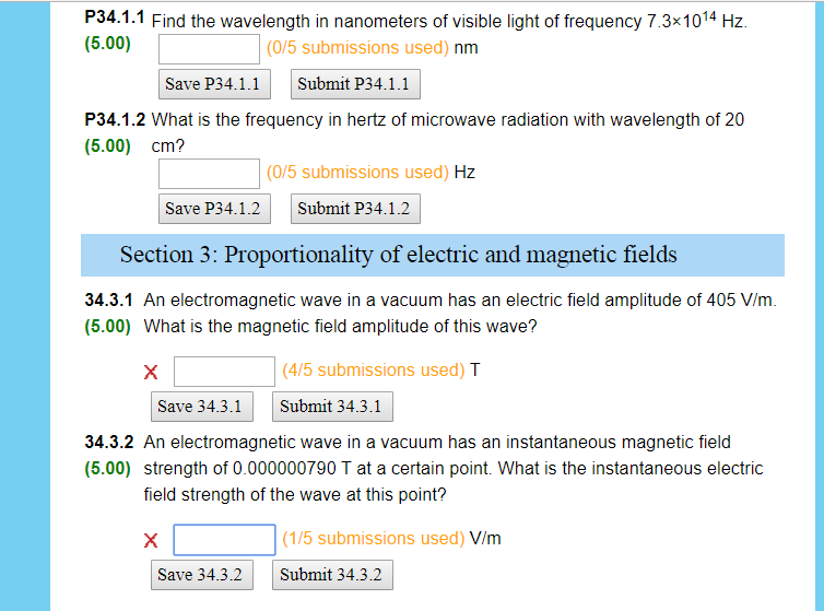 Solved Find the wavelength in nanometers of visible light of