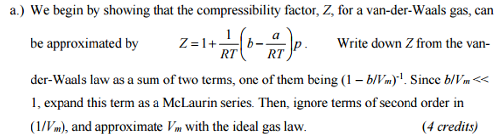 Solved We Begin By Showing That The Compressibility Factor, | Chegg.com