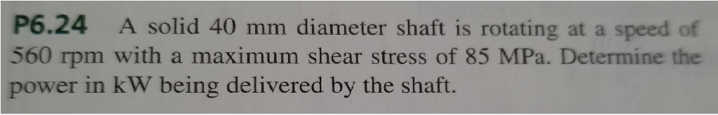 Solved P6.24 A solid 40 mm diameter shaft is rotating at a | Chegg.com