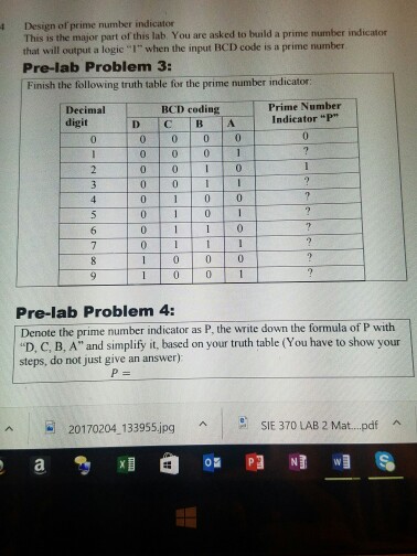Solved Design of prime number indicator This is the major | Chegg.com