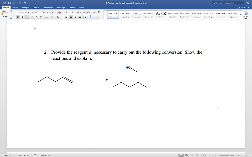 Solved Provide The Reagent(s) Necessary To Carry Out The | Chegg.com