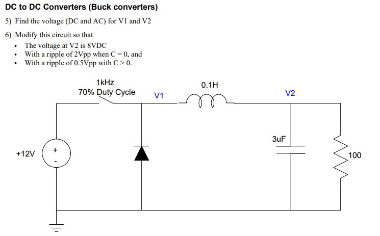 Solved DC to DC Converters (Buck converters) 5) Find the | Chegg.com