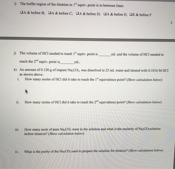 Solved 1. Consider the titration of Na2CO3 with HCl to