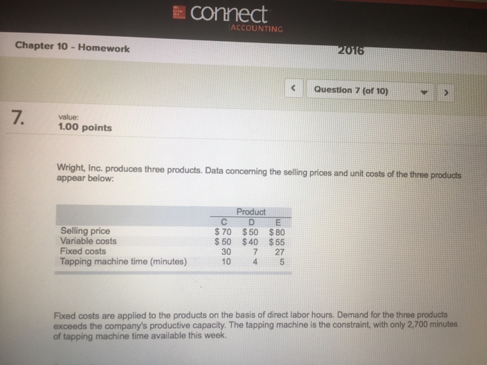 connect chapter 10 homework accounting