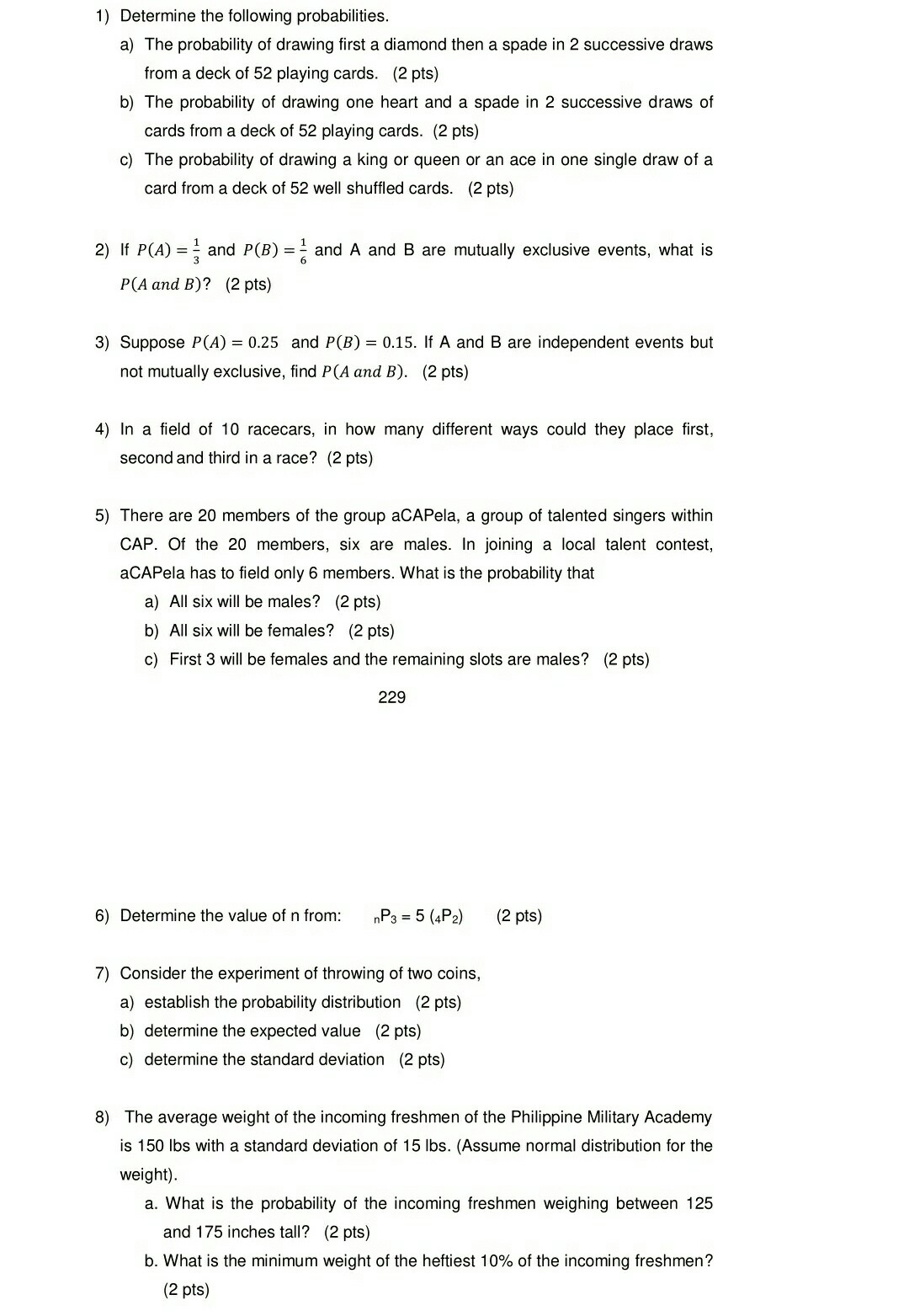 Solved: 1) Determine The Following Probabilities A) The Pr... | Chegg.com