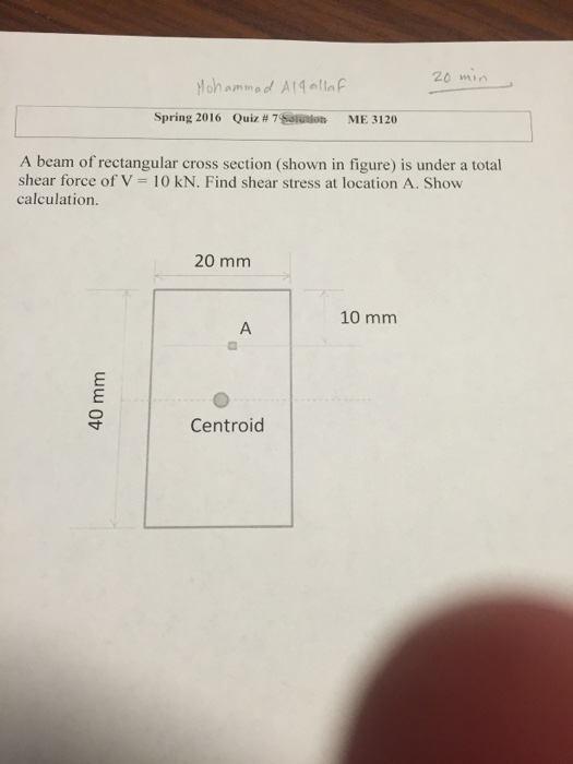 Solved A beam of rectangular cross section (shown in figure) | Chegg.com
