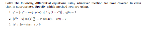 Solved Solve the following differential equations using | Chegg.com