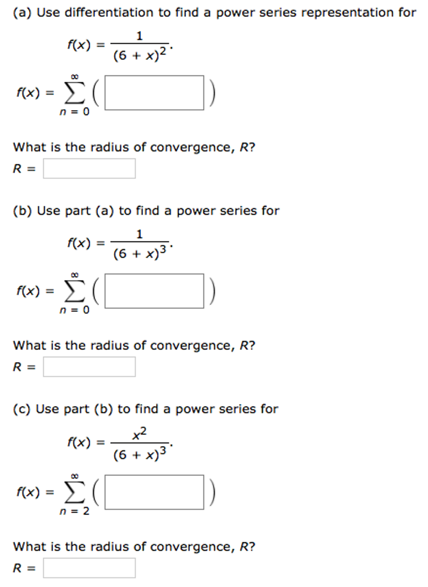 Solved Use differentiation to find a power series