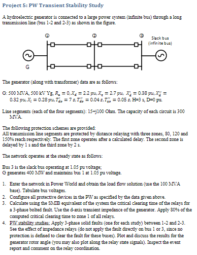 Project 5: PW Transient Stability Study A | Chegg.com