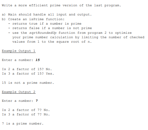 Solved Write a program that determines if a number is prime. | Chegg.com