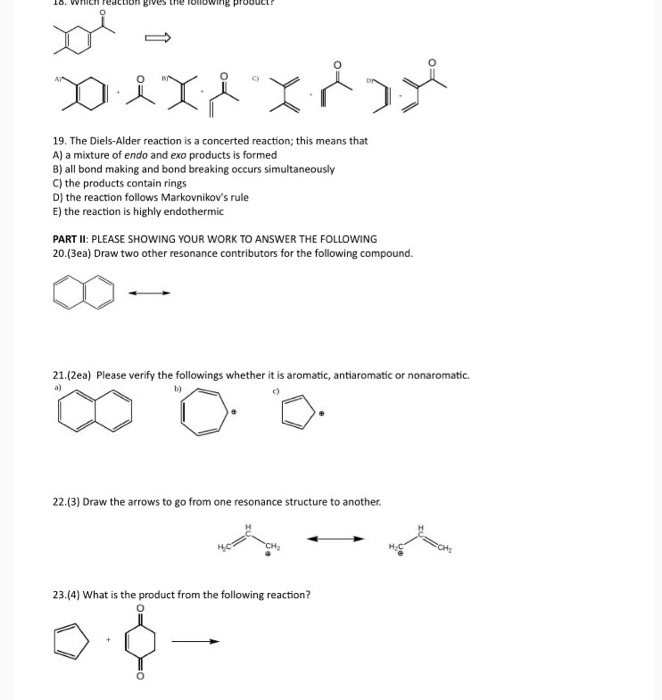 Solved The Diels-Alder reaction is a concerted reaction; | Chegg.com