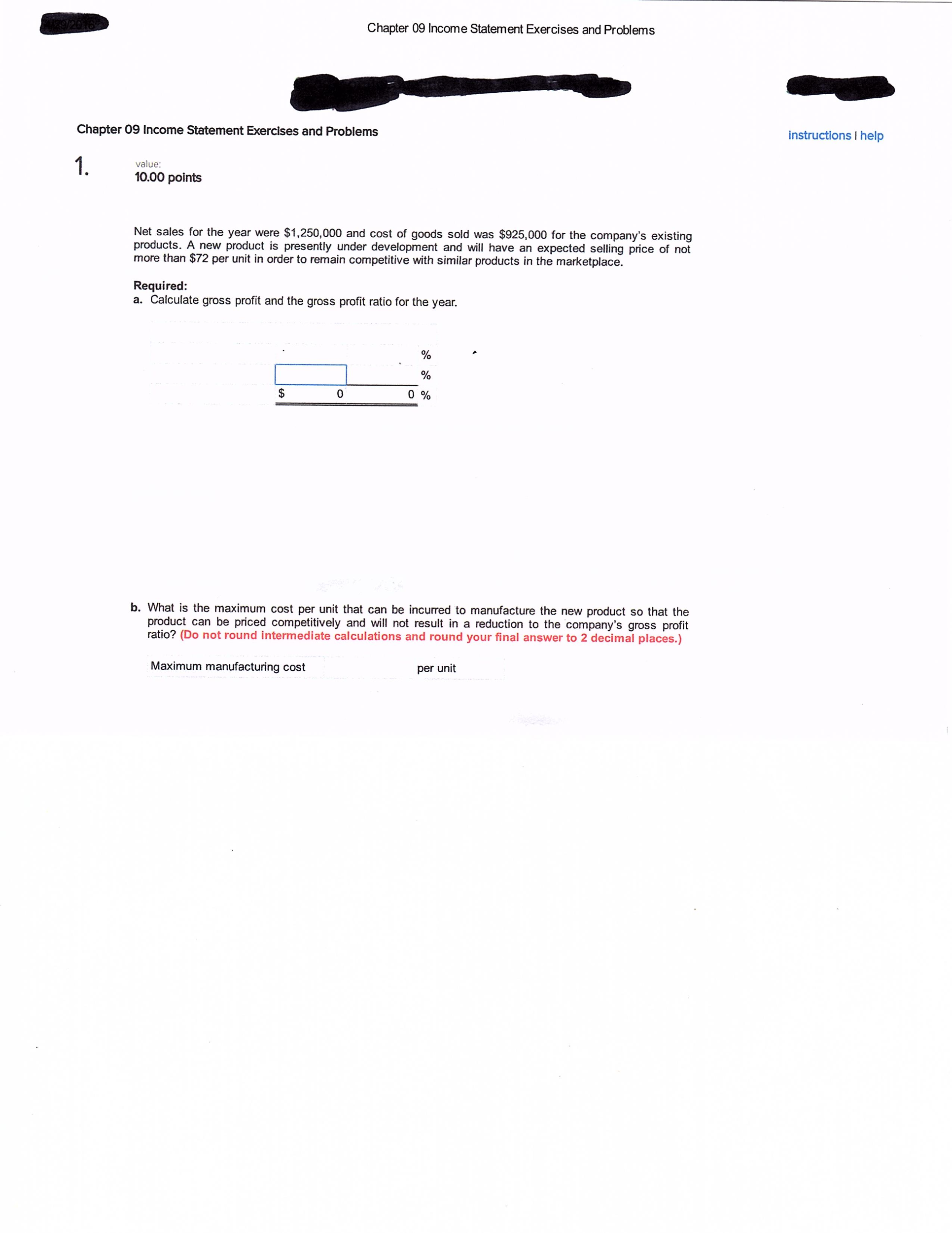 Solved Chapter 09 Income Statement Exercises And Problems Chegg