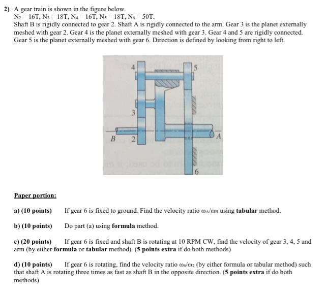Solved A gear train is shown in the figure below. N_2 = | Chegg.com