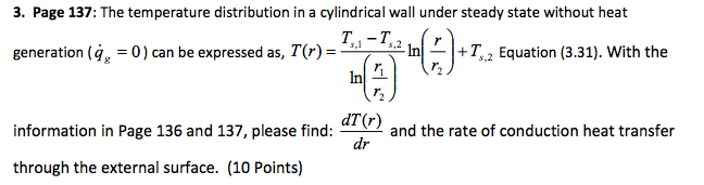 Solved The temperature distribution in a cylindrical wall | Chegg.com