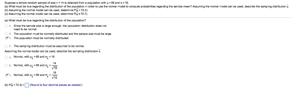 Solved Suppose a simple random sample of size n = 14 is | Chegg.com