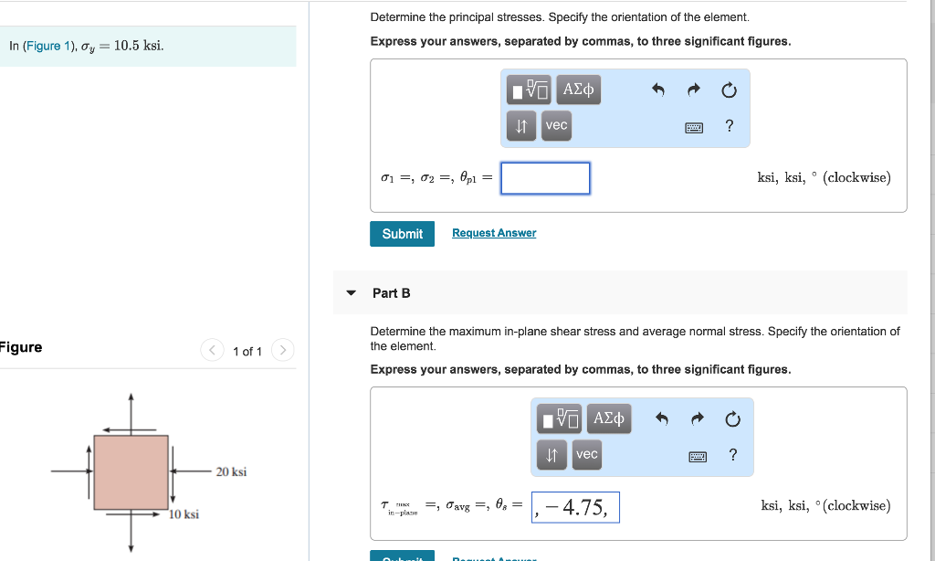 Solved Determine The Principal Stresses Specify The 2209