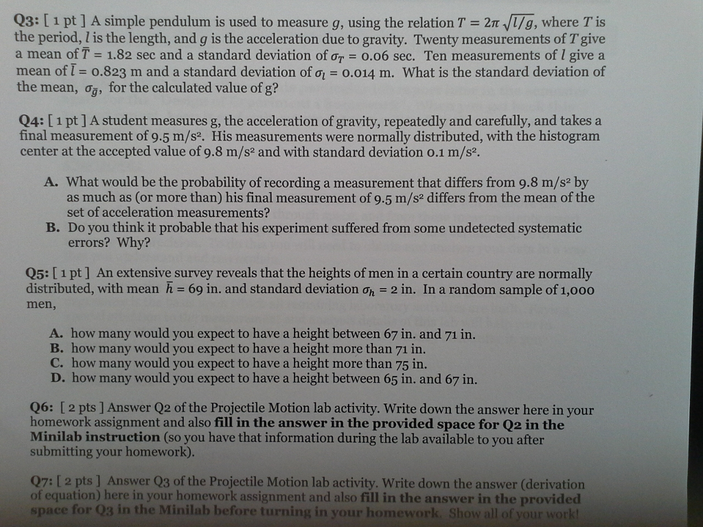 Solved A simple pendulum is used to measure g, using the