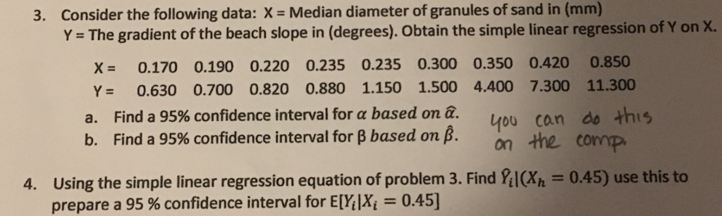 Solved Consider The Following Data: X = Median Diameter Of | Chegg.com