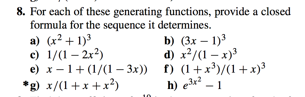 Solved For Each Of These Generating Functions, Provide A | Chegg.com