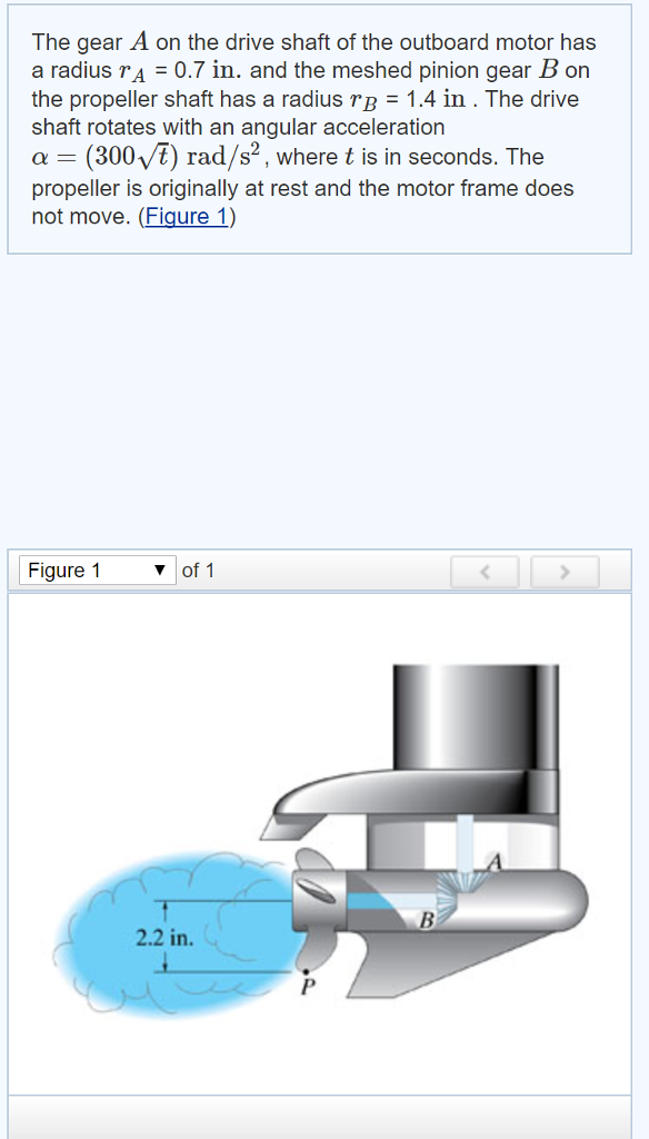Solved The gear A on the drive shaft of the outboard motor