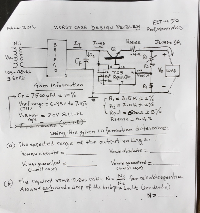 Solved Worst case design Problem Using the given in | Chegg.com