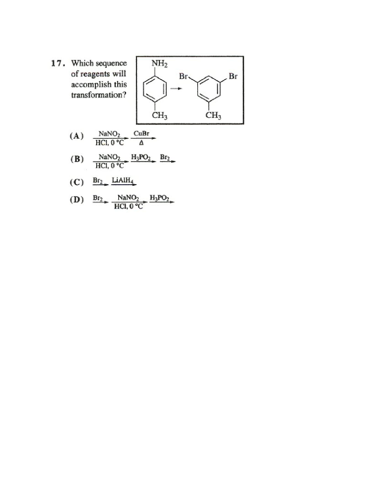 Solved Which sequence of reagents will accomplish this | Chegg.com