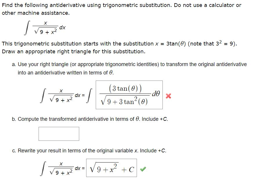 Solved Find The Following Antiderivative Using Trigonomet...