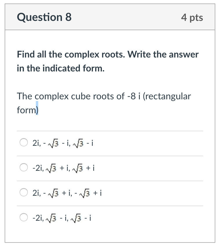Complex Cube Roots Of 8