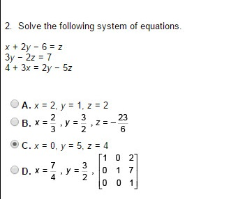 Solved Solve the following system of equations. x + 2y - 6 | Chegg.com