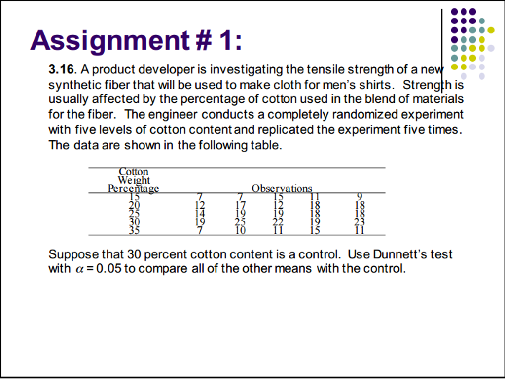 A product developer is investigating the tensile