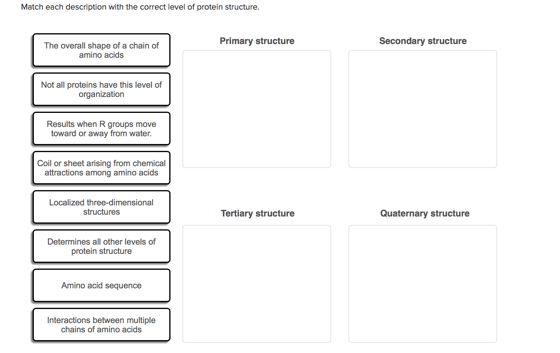 Solved Match each description with the correct level of | Chegg.com